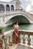 Loved wearing this skirt in Venice! It was nice and breezy but also very comfortable. Just be careful when climbing steps as to not step on it and rip it or pull it down! Otherwise a very beautiful skirt with a great fit. I wear size 4 in bottoms so I bought the Medium and it fits nicely, not too tight or too loose so I was happy. - Jelena M.