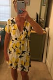 Adorable print but cut much lower then expected. If you wear a bandeau, shouldn't be a problem, I'm probably going to add a snap to ensure it stays closed. - Joanna B.