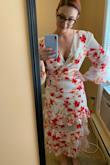I love this dress and I desperately want it to work so I'm probably going to sew additional lining on the inside, but I couldn't wear it as-is. I'm usually right between a small and a medium, so I sized up. I'm sure a small wouldn't even cover my entire butt. If you're someone that usually has to worry about a dress being too short in the back, this is probably going to be too short in the back. I love it and hope I'm able to make it work, but I couldn't wear it off the rack. - Corrine D.