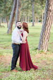I purchased this dress for my engagement photos and it was perfect! The material flows beautifully in the wind and is great for adding movement to photos. The small fit perfectly and was a good length with 3 inch heels. - Krista P.