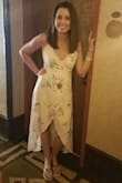 It's a very flattering dress. I wore with a bra but you don't need to. I wore this dress for my anniversary dinner and had lots of compliments. The dress is even better in person. I recommend this dress. It's very light weight but just heavy enough to stay put when you walk. - Jenyfer W.