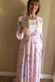 This dress is so lovely! It's beautiful and flowy and the blush pink is as delicately pretty as the boho style of the dress. I'm busty so I will be wearing a lacy cami underneath as the dress is very low cut. There's no way I could wear it otherwise. It's also very long. It's in the tailor's right now getting 5 inches cut off the length. I'm excited to wear it this week at my daughter's wedding. - Jerri J.