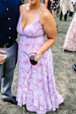 Bought this dress as a guest for a wedding. Got lots of compliments on it! The color is so pretty and perfect for a summer wedding. Wore with no bra which is always so hard to know if it will look good or be comfortable and it was both!! Danced all night, and no issues at all! Highly recommend!! - Honnah S.