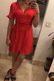 I absolutely love the fit and color of the dress. I received many compliments. In the photo I did have a safety pin but ended up removing it. - Veronica O.
