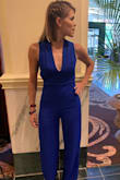 Holy Moses smell the royal blue roses! This jumper fits like a glove and I was stopped by woman after woman asked me where I purchased it! It's not only comfortable but it's insanely flattering too. 

If you're a shorty like I am, it does run long. Short people problems, ya know? Grab a heal and strut your stuff, sister. - Ali J.
