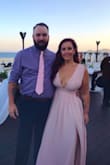 Wore in a destination wedding. There is no give in the waist band so it felt a little snug, but it provided great structure to define the waist and make me feel pretty. The fabric feels and looks high-quality, the color was perfect. The cut is obviously low in front and back, I used gaffer tape to secure the girls and I LOVED the look/fit. Seriously people would not stop telling me how much they loved it! - Amy W.