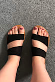 I absolutely love these sandals! They are super cute and comfortable! I have wider feet that don't always fit well in slide sandals, but these fit perfectly! - Faith B.