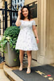 This is such a darling off the shoulder dress! As the name suggests, I wore it to Santa Monica and received so many compliments! The smocked bodice is stretchy and fits perfectly for any body type. Super cute little number for the summer! :) - Jennifer S.