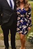 The print and colors are beautiful and vibrant. I wore to a September wedding and it was Perfect for the venue. I was worried a small would be to short, but the medium was a little big and I think I should have sized down. The sleeves are not tight and are loose fitting. Overall would wear again! - Samantha H.
