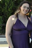 Bra: 38D
Waist: 40
Hip: 45

I absolutely love this dress!!!! The color was so beautiful and it is a VERY flattering dress! I love the versatility of the straps and they're SO soft and smooth!! This dress is so comfortable, flattering, and is very becoming. I did use a safety pin to pin the straps together for the bust but overall had absolutely no issues with this dress. 

I 100% recommend this dress to anyone who is considering it. There are so many different colors to choose from and each is as beautiful as the next!! Love love love LOVE this dress!!!!! - Elizabeth S.
