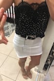 I love how I got this top to wear with my white jeans but I ended up pairing with my also Lulus white jean skirt and it was a perfect combo. - Irasema B.