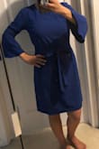 Just got this today and I tried it on, I feel so classy! Love the color. I was doubting to get this one because it's final sale and it looks like XS would be too small for me according to the size on the model info but I took a chance. The good thing about this dress is you can adjust the waist by tying the belt. I think it's cuter if you tie in the front rather than the back. - Juanita