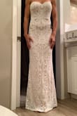 This dress is stunning and so comfortable. I am tall and thin I got an S but could probably fit in an XS because the dress stretches. I'm getting my dress altered to fit tighter in the bust and waist. For the price this dress is unbeatable. - Katie B.
