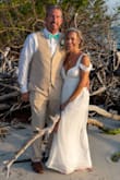 The perfect choice for my beach wedding in June. So many complements on the dress. I even wore it again while honeymooning in Santorini. Had to take a bit off the bottom because I'm short & used some double sided fashion tape to avoid any wardrobe malfunctions but otherwise no alterations needed. Loved it! - Teresa S.