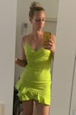 The material is great. It's a little thicker, so it stays in place and hugs the body nicely. Straps are adjustable, which is great. The color is amazing for summer! I am going to wear the dress for Salsa dancing, so I can't wait to take it out! - Victoria Z.