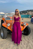 This jump suit is so stunning! I received so many compliments on it! One thing I want to mention, the slit is so high on the bottoms that it shows your underpants when you sit.. so just be aware of that! Otherwise, so cute! - Allison C.