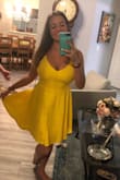 Beautiful, light yellow sundress. This dress is has a nice light material and looks great on tan skin. Great quality, gorgeous color, highly recommend! - Tiffany B.