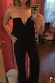 This outfit was perfect! The top never moved and I didn't feel like anything was going to slip. The pant legs are extremely long but I wore heels and didn't have any problems. The material is stretchy and very comfortable. - Ashley S.
