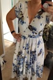 I wore this dress to my friends wedding and it was so comfortable! I originally ordered a medium and the bust was way to small for my breasts so I exchanged for a large. I still have to pin the top but it fits amazing and looks great! - Michaela S.