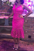 I wore to a bridal shower. It felt absolutely amazing; however, this dress has no stretch so be cautious around thigh area. You can not pull it up to use the restroom because the band around your thighs does not stretch. - Vidya P.