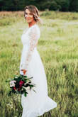 My daughters picked out this perfect dress for me! It was so flattering and fit perfectly! I took a couple inches off the bottom to not wearing heels. I am 47 and felt 25 in this beautiful dress. I received so many compliments on my dress at my wedding. - Missy T.