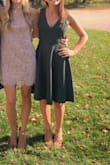 Love this dress! I wore it to an October wedding on a warm day. The material is thick and heavier than I expected but that worked perfectly for what I needed. I love the length, very modest but the low front gives it a little sexier feel. Overall great staple dress! - Erica D.