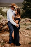 This dress made our engagement photos and I was so happy with how it looked! The material is a little thicker which I think gives it a super flattering fit!!! It also held up really well dragging across rugged terrain in the mountains!!! Still looks brand new! - Lacey K.