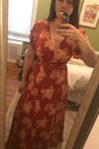I wanted so badly to love this dress- the fabric is surprisingly nice, gorgeous color and pattern, can dress up or down. But the chest area fit weirdly- bunched and gaping. I am usually a medium or large and went medium for this one. Fit perfectly everywhere except the chest. Granted, my chest is on the larger side, but it creased in an unflattering way, and also showed my bra and I could not fix the problem even with pinning, adding a clasp, or tying it differently. Also, buyers should note that the slit does not stand out in the way the online picture portrays. Maybe if I had gotten it professionally tailed it would have worked, but that didn't feel worth it to me so I returned it. - Rebecca C.