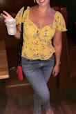 I didn't look at the price before I bought this but I tried it on and it was my favorite piece in the order! It's sooo flattering! Easy to wear a bra and be comfortable since it's not right in the stomach! Everyone loved this top the night I wore it! - Paige E.