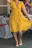 I wore this dress to a Catholic Church wedding and it was perfect. The material is very sturdy, and has two layers with it being light enough to have air flow but not see thru. Awesome dress and covered my small chest with no problem! - Melissa C.