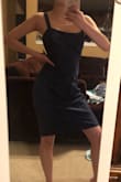 The buckle back of this dress is so gosh darn cute! However, the front is totally plain. With some nice jewelry and/or a belt this could be helped! This dress does run a little large, but I am able to tighten it just a little bit by adjusting the buckles on the back. - Kelsey A.