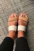 The are super cute but horrible quality. Feels like you are walking bare foot. I guess they're cute for the beach or non-walking events. - Ryan B.