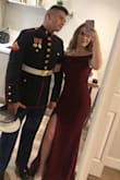 I wore this for the Marine Corps Ball and I got so many compliments it was great! The dress fit perfectly and the fabric was just stretchy enough that it slid on easy but wasn't so much that it got large or bunched up. Zipper worked great. I kept it and would definitely wear it again. - Dianna S.
