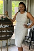 I was initially nervous about ordering this because it's so form fitting and I have a bit of a mid section problem but it fit me perfectly. I ordered my normal size in dresses (large) and it's true to size. I received so many compliments in this dress at my bridal shower and it was comfortable. I felt beautiful and confident! - Elyse C.