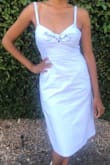 I am obsessed with this dress; I want it in every color! It's a beautiful, classic fit (I have it in blue) and the tie in the front is a touch.
It's like vintage without being vintage.
I get complimented on it all the time.
Dropped a star because:
1) it wrinkles way too easily
2) the zipper is flimsy. I wanted to wear it for a photo shoot & the zipper failed; not because I gained weight but because that part of the dress is unreliable. Bummer! - Anissa D.