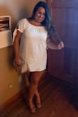 I love this dress and get so many compliments when I wear it! It is super short so if you are really tall I wouldn't recommend. Also it doesn't really stay off the shoulders for me, so I'm constantly having to readjust. But I love how loose fitting it is and it is so cute on. I would highly recommend to anyone. - Alyson C.
