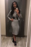 The material is thick and warm. I worried about wearing it to work because of the low back but it's great for a casual dinner. Dress it up with a belt and you're ready to go out! - Sadaf M.