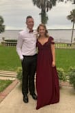 I wore this as a bridesmaid in my friend's wedding and LOVED it! So flattering! It was a little long on me. I'm 5'3" and wore heels. - AnnaMarie B.