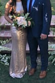 This dress made me feel so beautiful and I was getting compliments all night. I was the maid of honor for my best friend's wedding and it was the perfect amount of glitz. I did have to get the dress hemmed but I have to get most floor length dresses hemmed. It's very tight fitting but also stretchy. Not uncomfortable at all. I wore spandex under as remembering to suck in for every photo is exhausting. Would highly recommend. Wish I could wear it more! - Allie L.