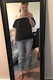 Loving these jeans! They are a little more slim than some boyfriend jeans which I love. They're also a bit more destroyed than the picture shows. I was hesitant about this at first but it grew on me! - Brittany B.