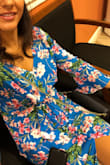 Hard to believe but this super cute dress fit my petite busy like a glob, the length is perfect even those I'm so short. The fabric is light and soft so is perfect for a nice summer day and the long sleeves make it perfect for A/C location no need to bring a jacket! - Lina C.
