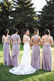 perfect for varying body types and even pregnant. My bridesmaids looked amazing. I had a pregnant sister and a breast feeding sister and the dresses worked great for them. They do wrinkle easy so make sure you have a steamer handy. The sizing for this one is for my sister who is on the far right in the pics. - Olivia B.