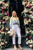 These white jeans are absolutely perfect! They are so flattering and I LOVE the flared bottoms. They look cute with any pair of shoes and you can dress them up or down with a casual or more formal top. I love the little ripped detail and they are stretchy so definitely order in your most true size. - Taylor H.
