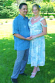 Material very light, but not see through for a late June outdoor wedding. Runs very long. I had the dress altered on the top straps and took off about 12 inches from the bottom. I wanted to wear the dress more than once, so I had it altered to tea length. Shipping was quick. - Christine B.