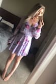 I got this dress on sale and needed something cute for my cousins wedding. It is exactly as pictured but definitely runs large. If it wasn't for the fact that I go this on sale (no returns) I would've bought it in an XS. - Amanda R.