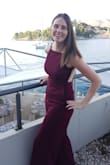 The open back really makes this outfit look great. Plus it has pockets ;)
The width in the legs are a bit baggy for my liking and the length in the legs are quite long. My height is about 5"7 but with heels it was good. The material is very comfy. - Briar D.