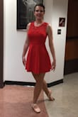 Wore this dress for a ballet performance. Looked great on stage. A perfect red. A bit too snug in the bust to wear on the street. - Marianna R.