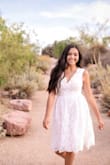 Bought it for my daughter. We both loved it.
Material is great, excellent quality. It was perfect for my 14 year old girl. She is a small, this dress fitted just right, nevertheless, we exchanged it for a medium. - Crystal M.