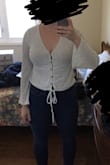 This shirt is so cute and very soft/comfortable! I am typically a size 6 or 8 and ordered both the medium and small. Both fit well, but I ended up deciding on the small because I felt more comfortable with the neckline being higher. Overall so happy with this purchase and Lulus customer service is the absolute BEST! - Brooke F.