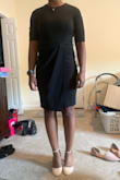 Love this dress; wore it to a professional conference and it worked cause I'm really short so it hit right at my knees; arms were a little tight but rather it fit well than hang loose - Sarah H.
